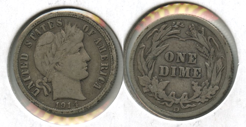 1914-D Barber Dime Fine-12 #d