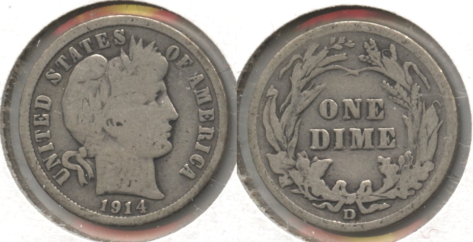 1914-D Barber Dime Good-4 #m