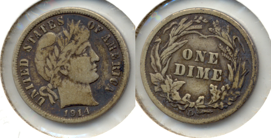 1914-D Barber Dime VF-20 a