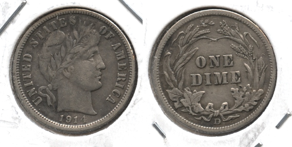 1914-D Barber Dime VF-20 #d