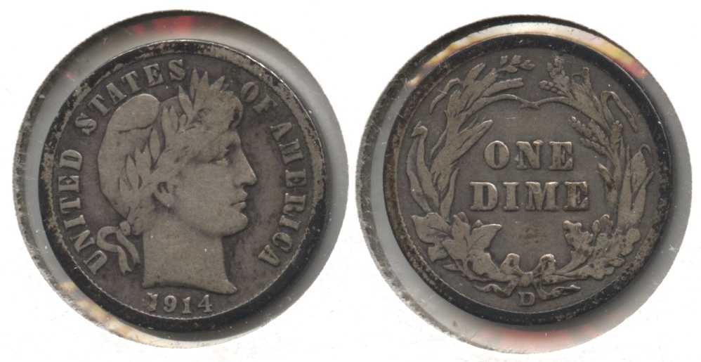 1914-D Barber Dime VG-8