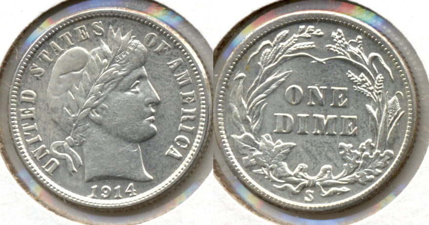 1914-S Barber Dime AU-50