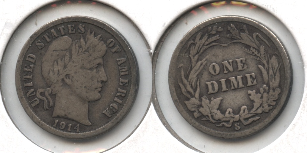 1914-S Barber Dime Fine-12 #a