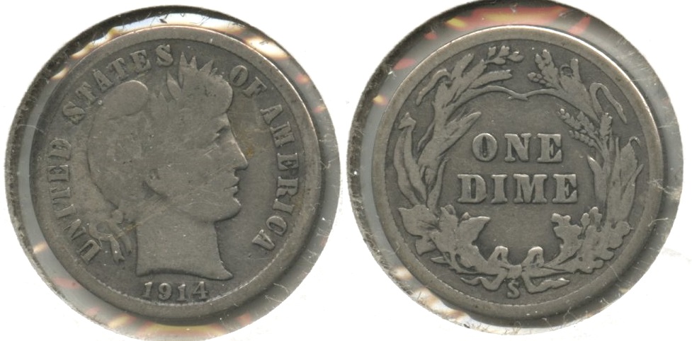 1914-S Barber Dime Good-4 #b