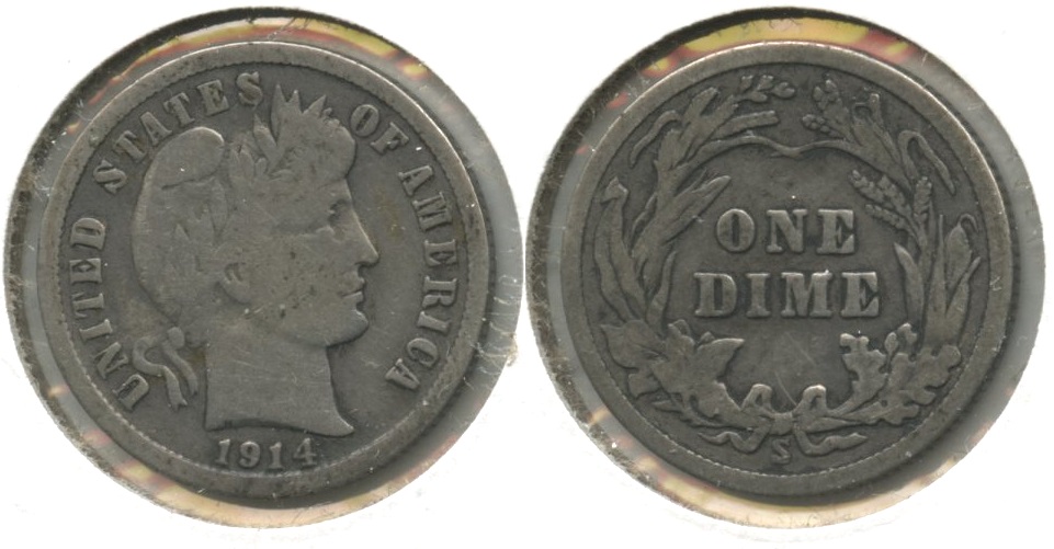 1914-S Barber Dime VG-8 #a