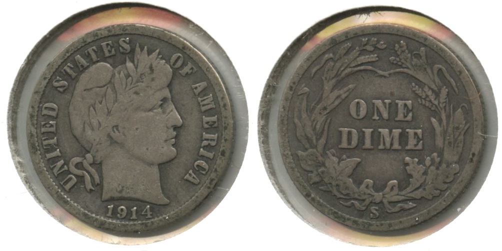 1914-S Barber Dime VG-8 #b