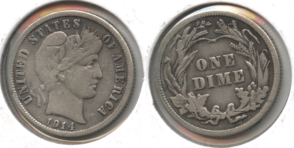 1914 Barber Dime Fine-12 #a