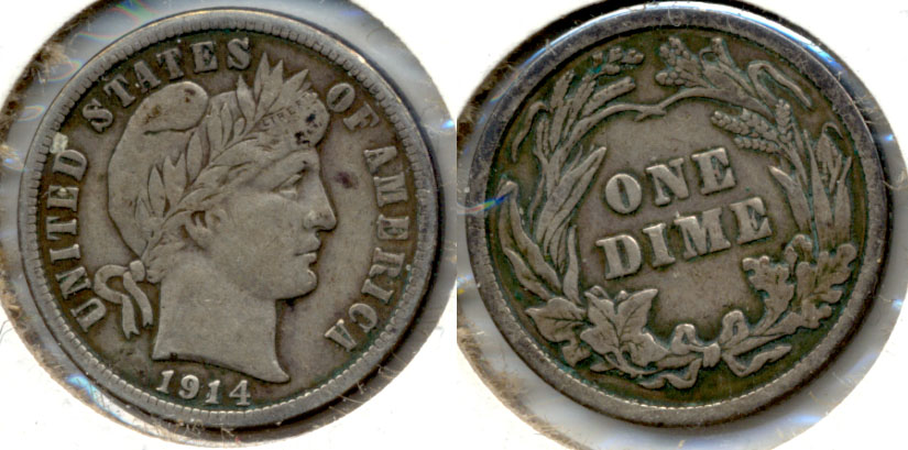 1914 Barber Dime VF-20