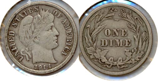 1914 Barber Dime VF-20 a