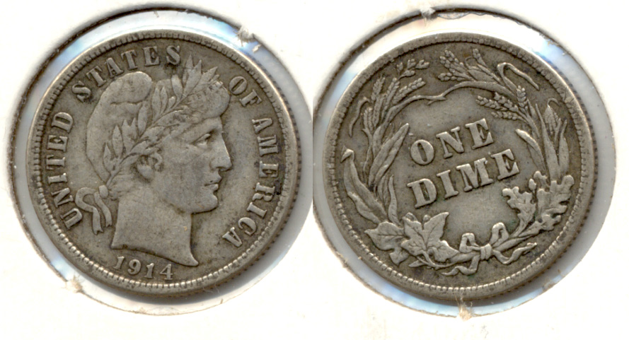 1914 Barber Dime VF-20 c
