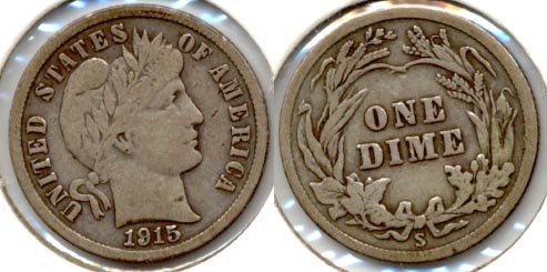1915-S Barber Dime Fine-12