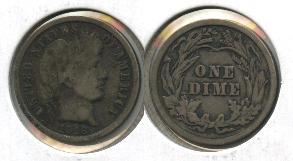 1916 Barber Dime Fine-12 #a