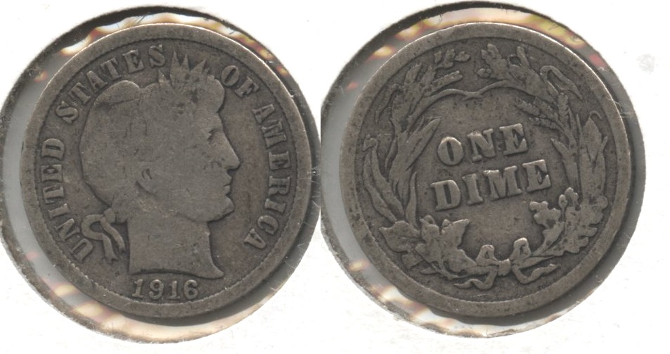 1916 Barber Dime Good-4 #ab