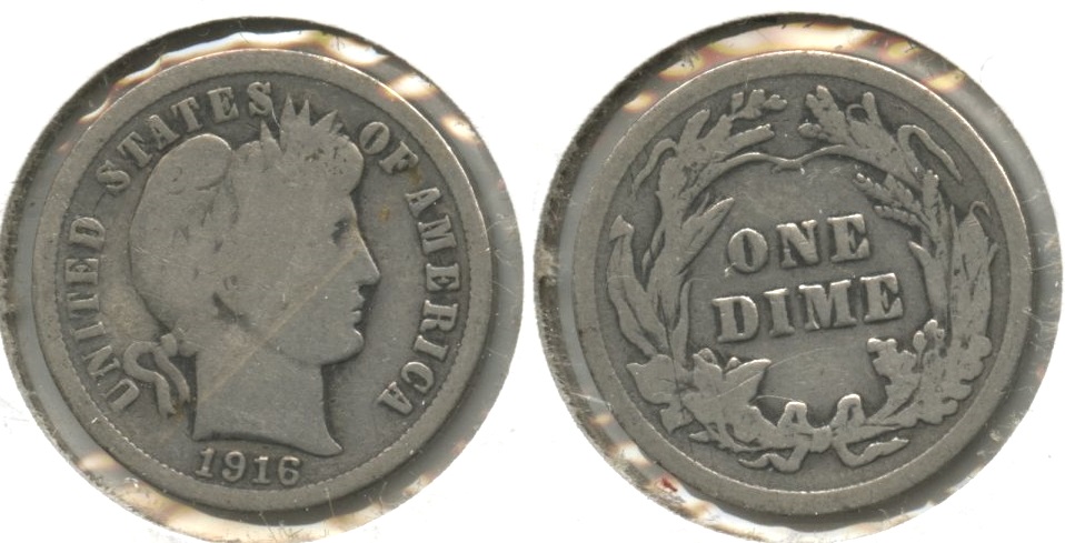 1916 Barber Dime Good-4 #aj