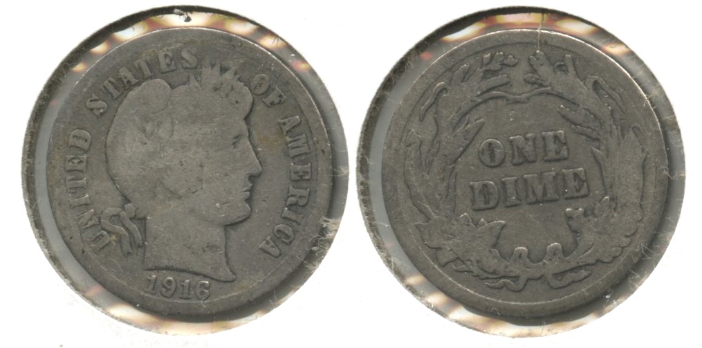 1916 Barber Dime Good-4 #ak