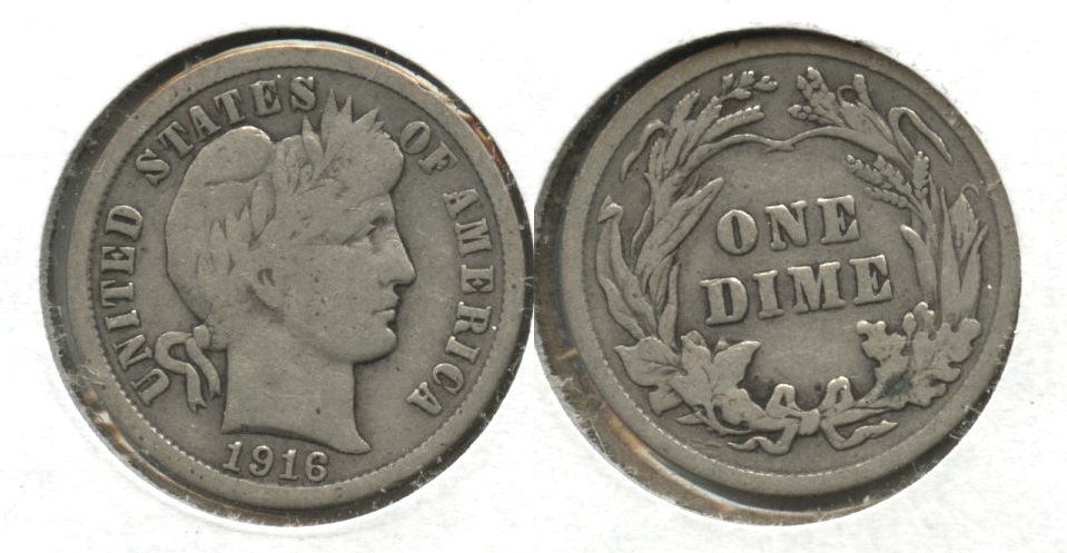 1916 Barber Dime Good-4 #ap