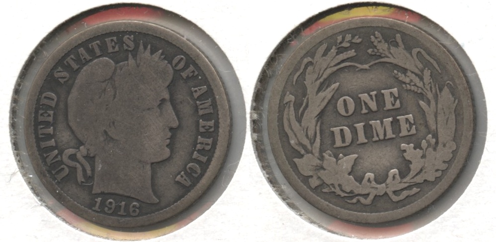 1916 Barber Dime Good-4 #f