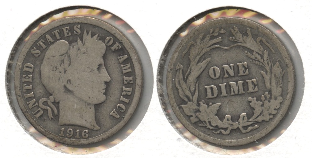 1916 Barber Dime Good-4 #j