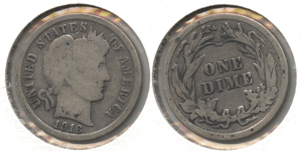 1916 Barber Dime Good-4 #k