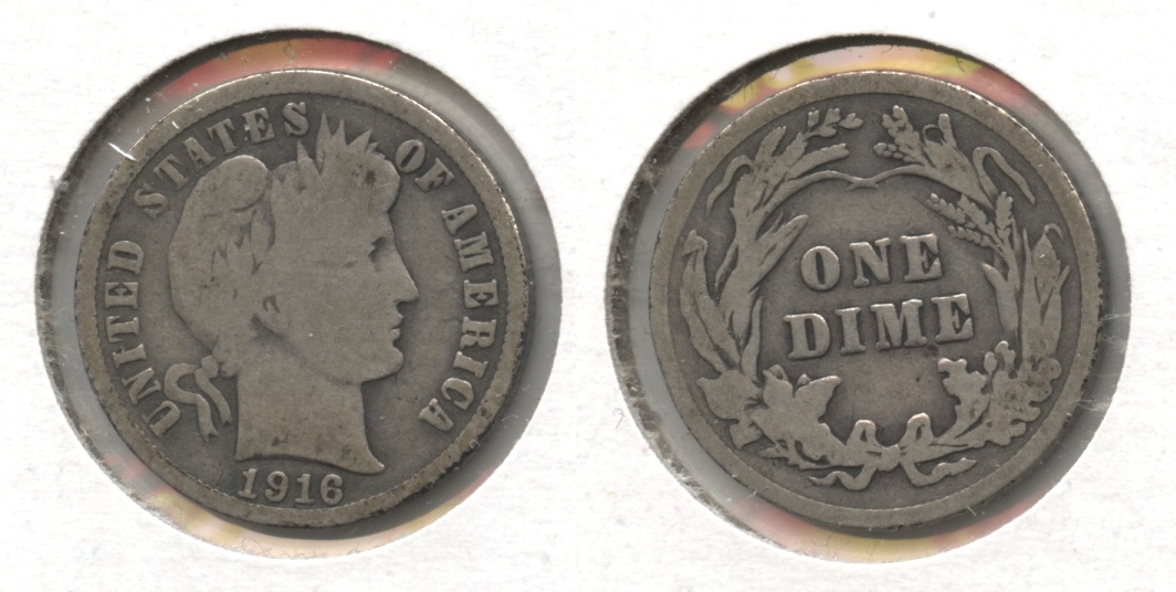 1916 Barber Dime Good-4 #w