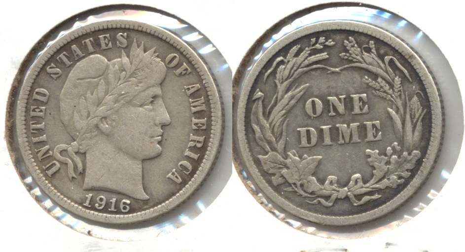 1916 Barber Dime VF-20