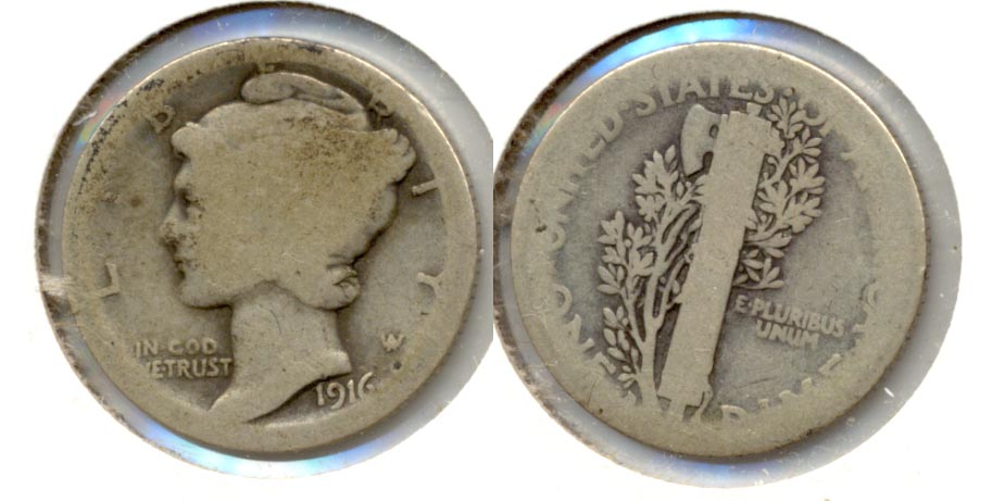 1916-D Mercury Dime AG-3