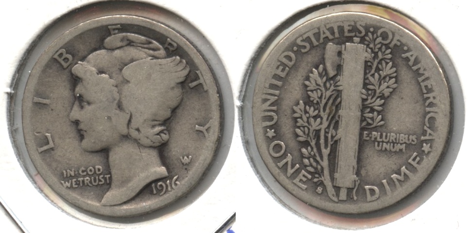 1916-S Mercury Dime AG-3
