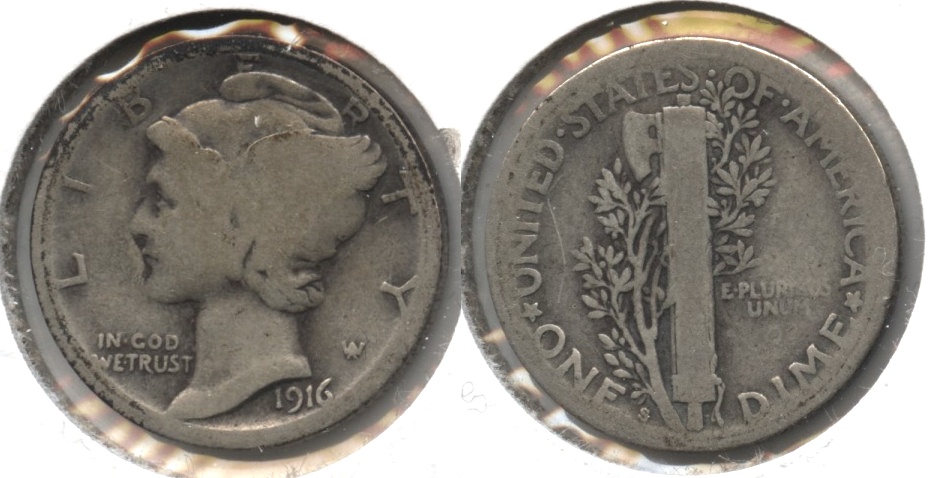 1916-S Mercury Dime AG-3 #e