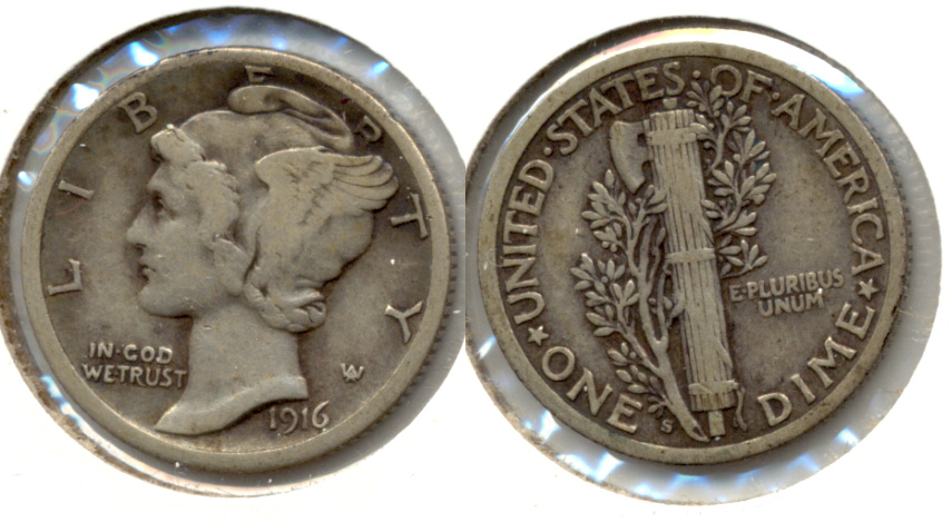 1916-S Mercury Dime VF-20 a
