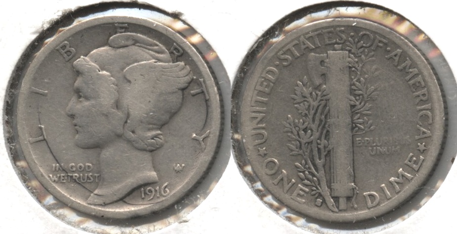 1916-S Mercury Dime VG-8 Obverse Scratch