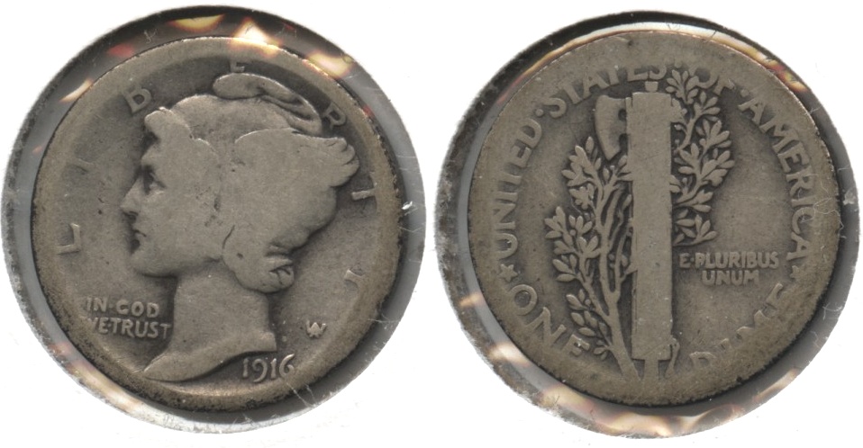 1916 Mercury Dime AG-3 #h