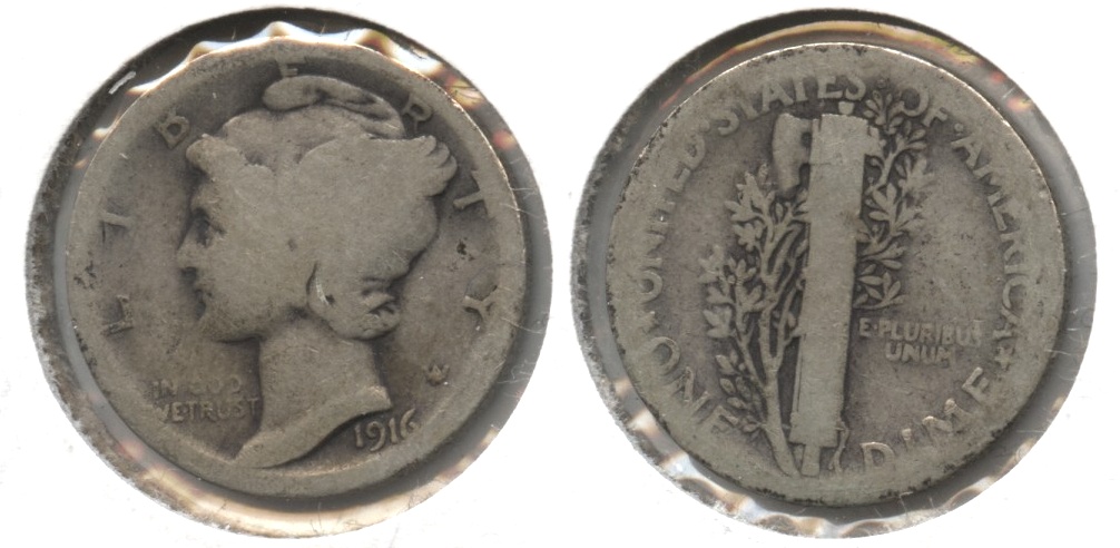 1916 Mercury Dime AG-3 #j