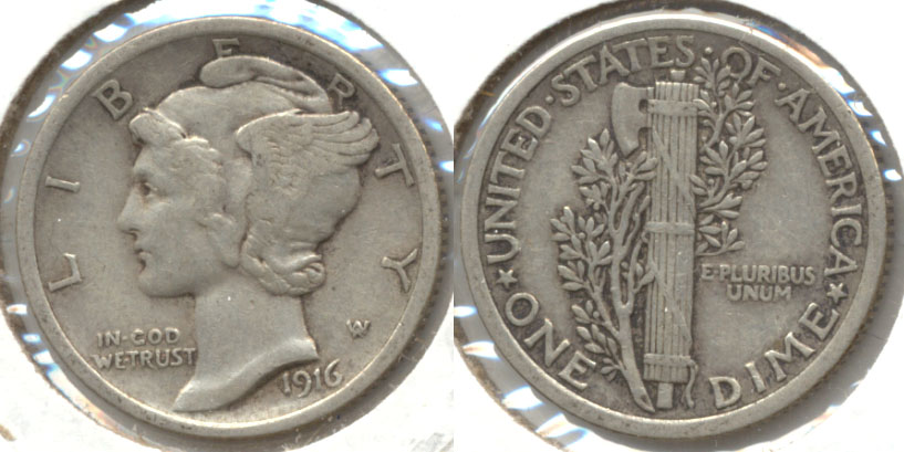 1916 Mercury Dime EF-40