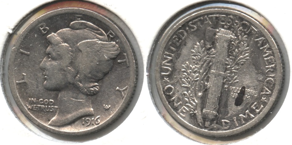 1916 Mercury Dime Fine-12 Cleaned