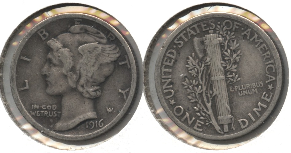1916 Mercury Dime Fine-12 #d