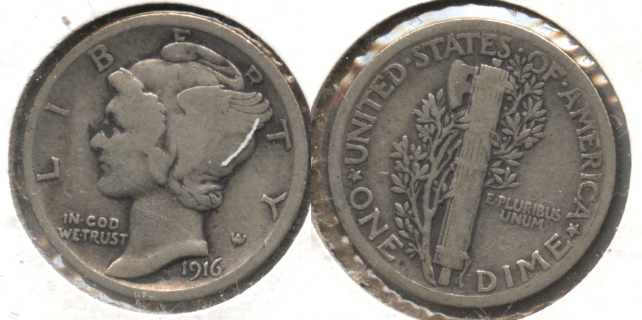 1916 Mercury Dime Fine-12 #e