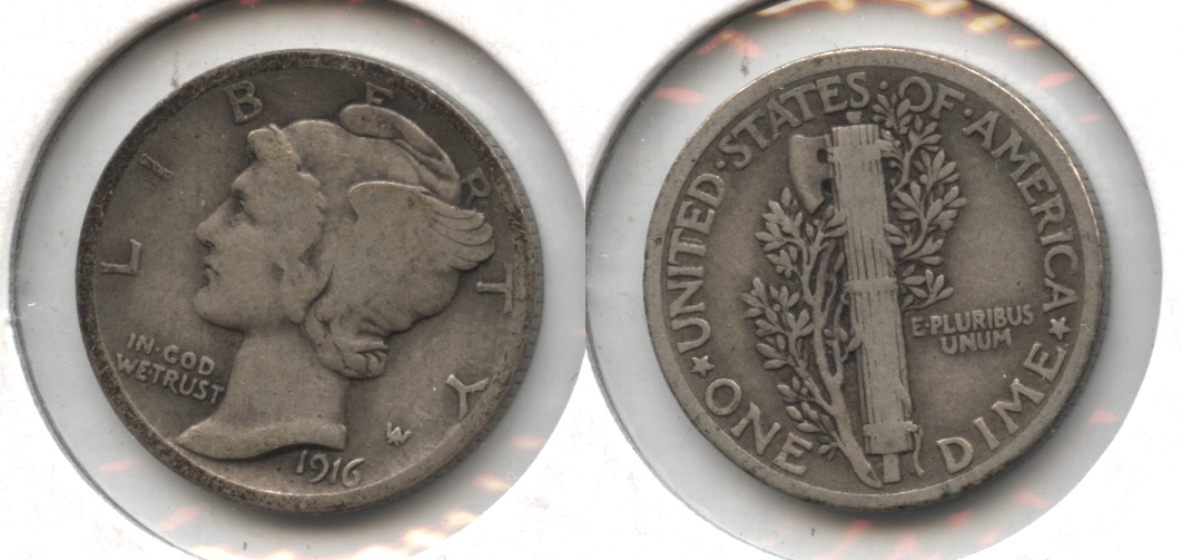 1916 Mercury Dime Fine-12 #f