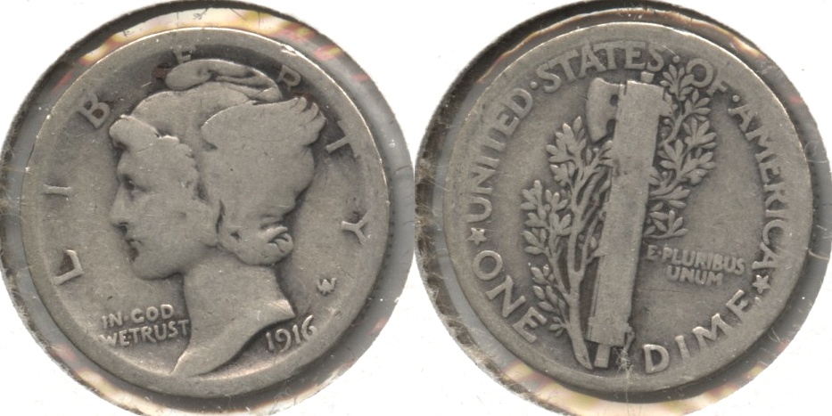 1916 Mercury Dime Good-4 #l