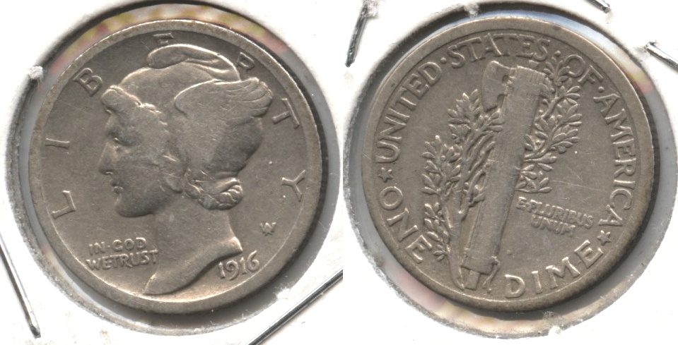 1916 Mercury Dime VG-8 Cleaned