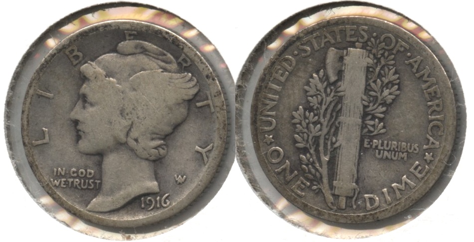 1916 Mercury Dime VG-8 #c