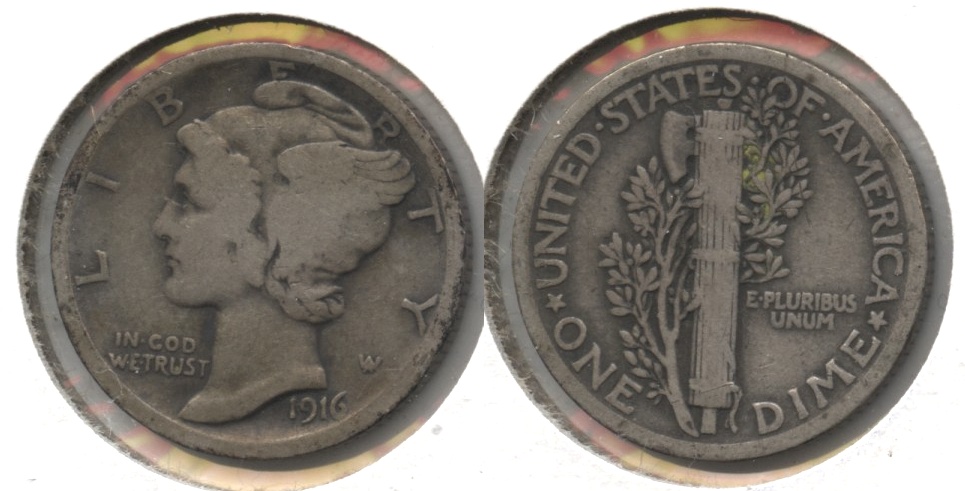1916 Mercury Dime VG-8 #d