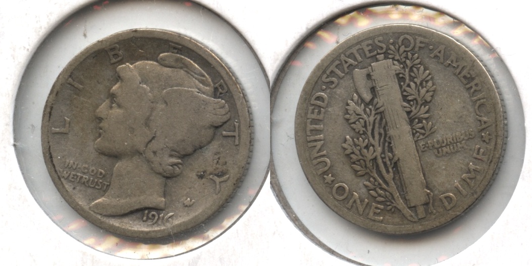 1916 Mercury Dime VG-8 #k