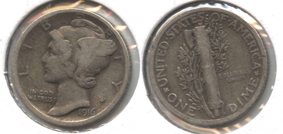 1916 Mercury Dime VG-8 #l