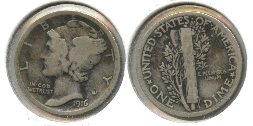 1916 Mercury Dime VG-8 #n