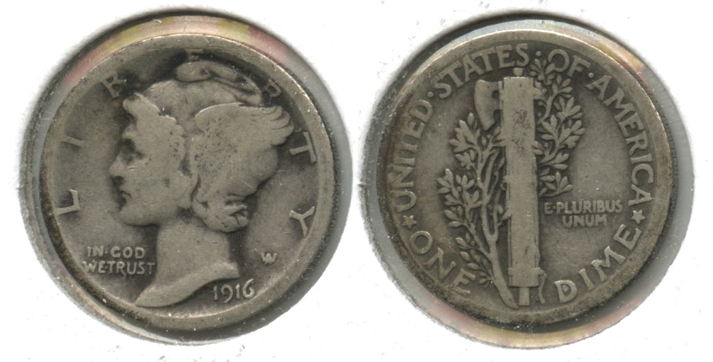 1916 Mercury Dime VG-8 #o