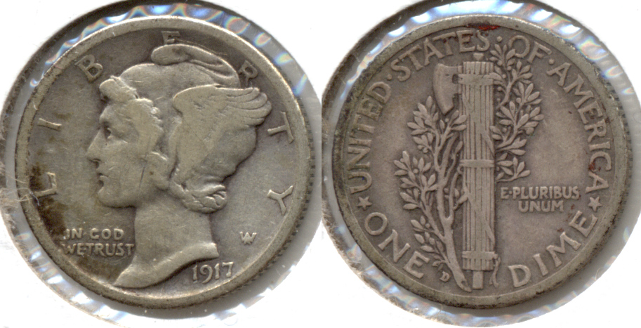 1917-D Mercury Dime Fine-12
