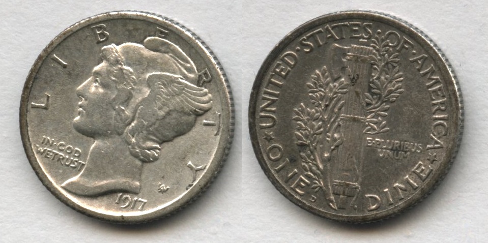 1917-D Mercury Dime VF-20 #b
