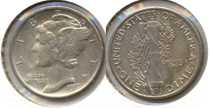 1917-S Mercury Dime AU-58