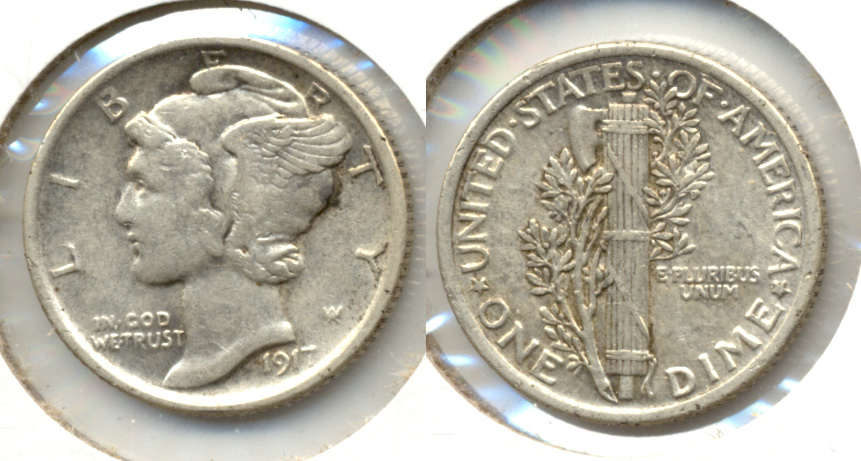 1917 Mercury Dime AU-50 a