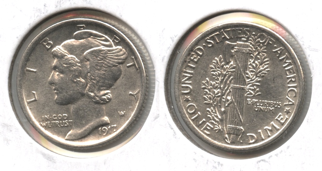 1917 Mercury Dime AU-53